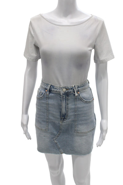 Sanctuary Womens Light Blue Mini Straight Pencil Skirt Cotton Spandex Size 27