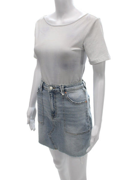 Sanctuary Womens Light Blue Mini Straight Pencil Skirt Cotton Spandex Size 27