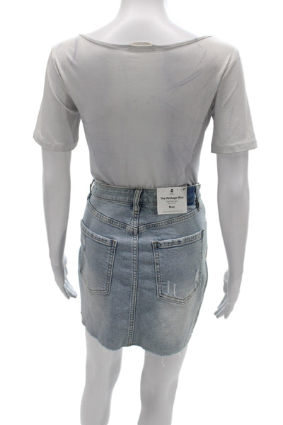 Sanctuary Womens Light Blue Mini Straight Pencil Skirt Cotton Spandex Size 27