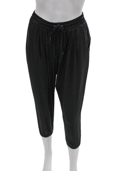 Ramy Brook Women Cropped Jogger Pants Black Silk Drawstring Size XS