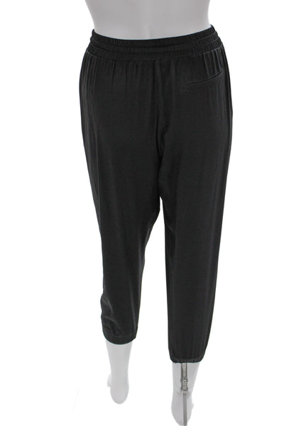 Ramy Brook Women Cropped Jogger Pants Black Silk Drawstring Size XS