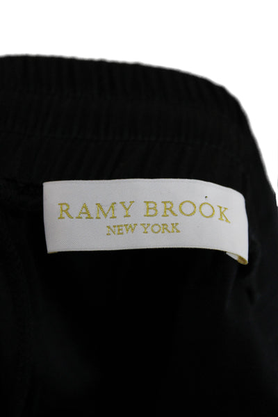 Ramy Brook Women Cropped Jogger Pants Black Silk Drawstring Size XS