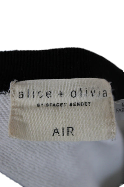 Alice + Olivia Womens Black Striped Pullover Sweatshirt 3/4 Sleeve Size XS