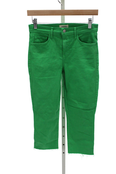 L'Agence Women Ankle Cropped High Rise Green Pants Size 26