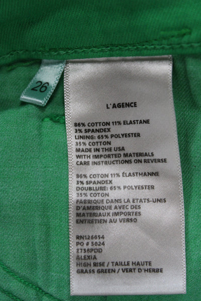 L'Agence Women Ankle Cropped High Rise Green Pants Size 26