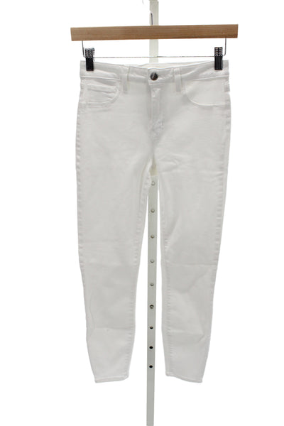 L'Agence Women Skinny Ankle Jeans White High Rise Button Size 26