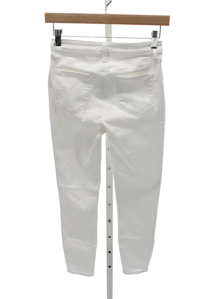 L'Agence Women Skinny Ankle Jeans White High Rise Button Size 26