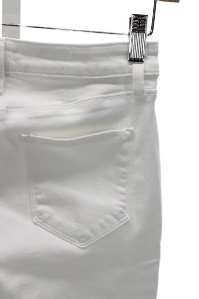 L'Agence Women Skinny Ankle Jeans White High Rise Button Size 26