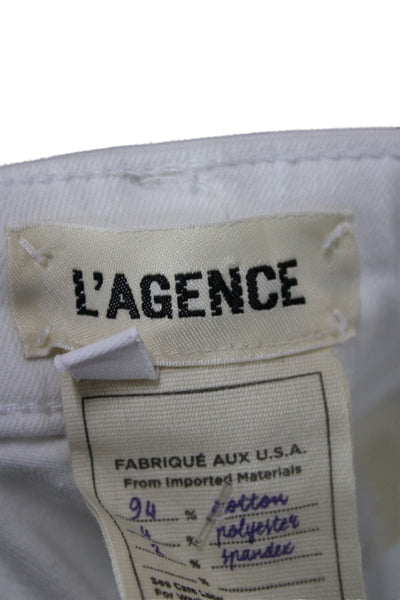 L'Agence Women Skinny Ankle Jeans White High Rise Button Size 26