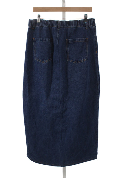 Lioness Womens Blue Straight Pencil Skirt Cotton Long Solid Button Size M
