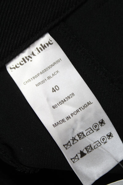 See by Chloe Women Cropped Black Polyester Pants Button Closure Size 40
