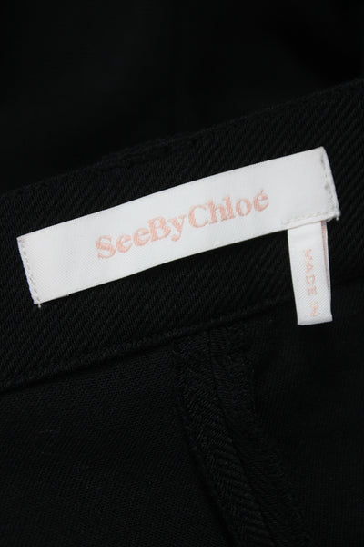 See by Chloe Women Cropped Black Polyester Pants Button Closure Size 40