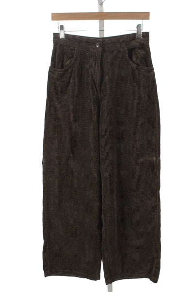 Zara Women Ankle Pants Brown Cotton Button Size XS