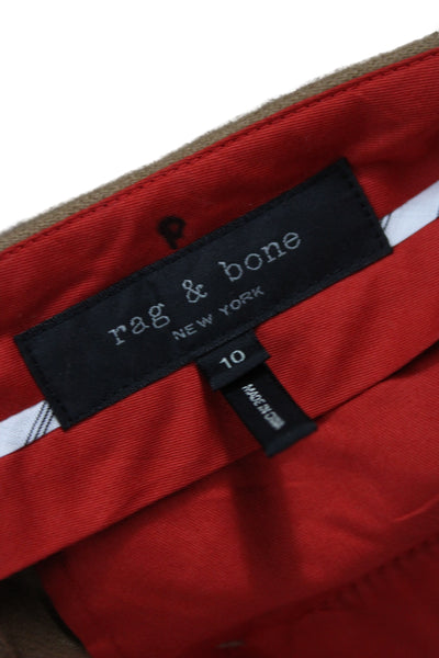 Rag & Bone Womens Dress Pants Brown Wool Button Size 10