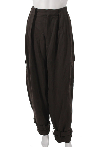 Zara Women Cargo Modal Pants Brown Zip Inseam 28 Size M