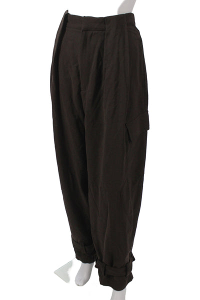 Zara Women Cargo Modal Pants Brown Zip Inseam 28 Size M