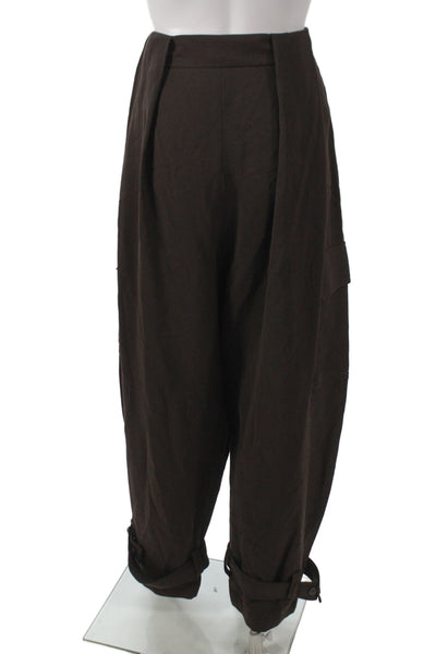 Zara Women Cargo Modal Pants Brown Zip Inseam 28 Size M