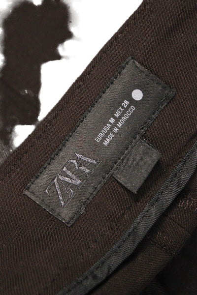Zara Women Cargo Modal Pants Brown Zip Inseam 28 Size M