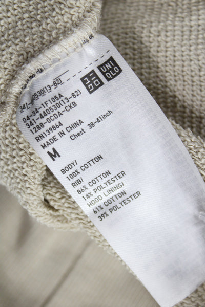 Uniqlo Mens Pullover Hoodie Beige Cotton Long Sleeve Crew Neck Size M