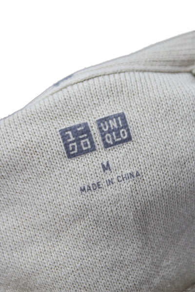 Uniqlo Mens Pullover Hoodie Beige Cotton Long Sleeve Crew Neck Size M