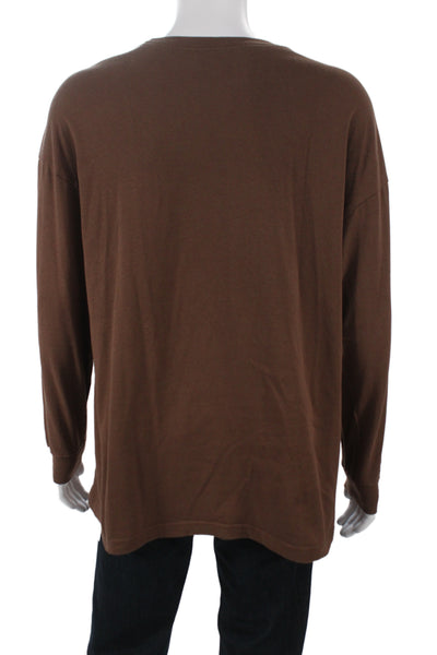 Nike Unisex Adults Basic Brown Cotton Long Sleeve T-Shirt Size M