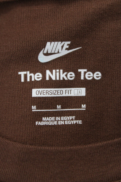 Nike Unisex Adults Basic Brown Cotton Long Sleeve T-Shirt Size M
