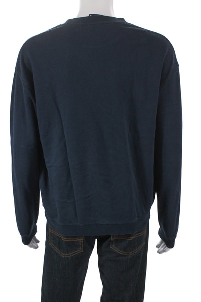Kith Unisex Adults Pullover Sweatshirt Blue Cotton Blend Crew Neck Plaid Size M