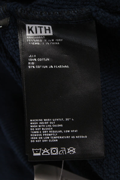 Kith Unisex Adults Pullover Sweatshirt Blue Cotton Blend Crew Neck Plaid Size M