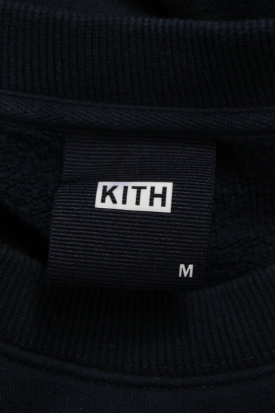 Kith Unisex Adults Pullover Sweatshirt Blue Cotton Blend Crew Neck Plaid Size M