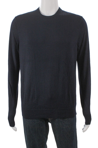 Uniqlo Mens Blue Wool Pullover Sweater Round Neck Long Sleeve Size M