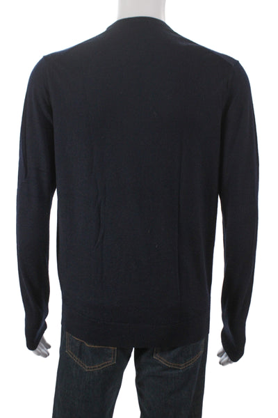 Uniqlo Mens Blue Wool Pullover Sweater Round Neck Long Sleeve Size M