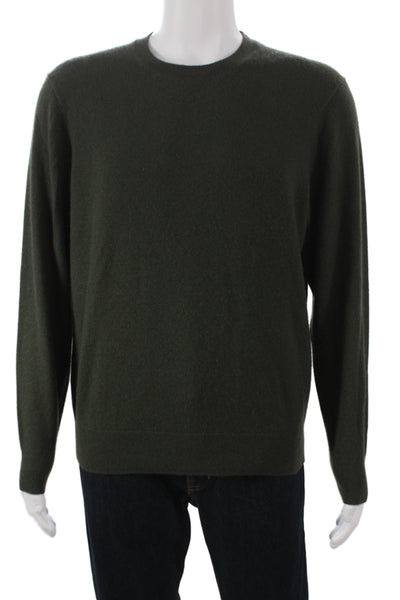 Uniqlo Mens Pullover Cashmere Crew Neck Solid Green Sweater Size M