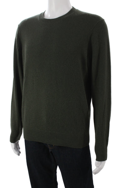 Uniqlo Mens Pullover Cashmere Crew Neck Solid Green Sweater Size M