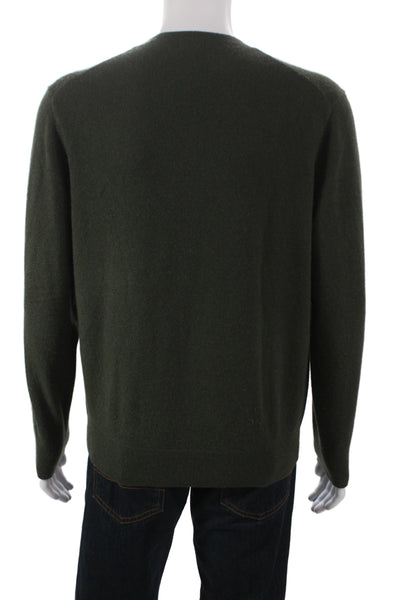 Uniqlo Mens Pullover Cashmere Crew Neck Solid Green Sweater Size M