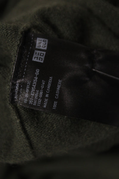 Uniqlo Mens Pullover Cashmere Crew Neck Solid Green Sweater Size M