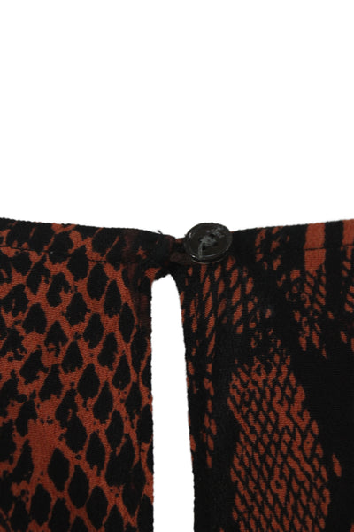 Wilfred Women Maxi Dress Orange Animal Print Viscose Short Sleeve Button Size M
