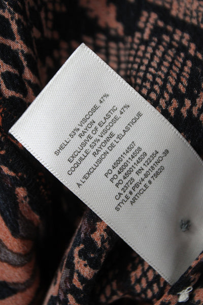 Wilfred Women Maxi Dress Orange Animal Print Viscose Short Sleeve Button Size M