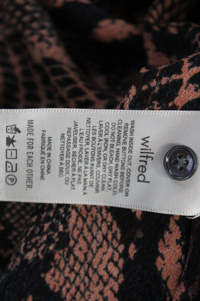 Wilfred Women Maxi Dress Orange Animal Print Viscose Short Sleeve Button Size M