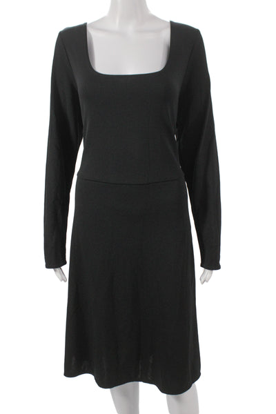 Vince Women Sheath Dress Gray Square Neck Long Sleeve Knee Length Size XL