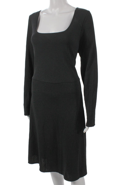 Vince Women Sheath Dress Gray Square Neck Long Sleeve Knee Length Size XL