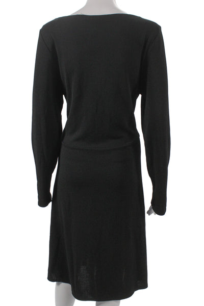 Vince Women Sheath Dress Gray Square Neck Long Sleeve Knee Length Size XL