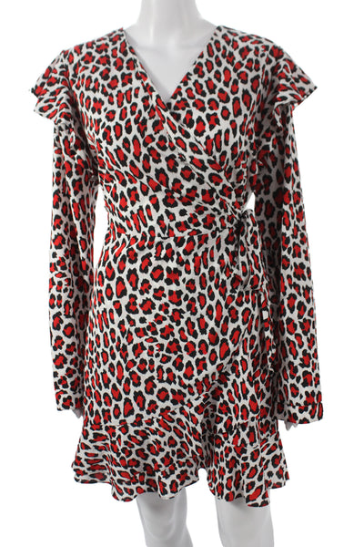Robert Rodriguez Women Multicolor Animal Print Wrap Dress Mini Size 12