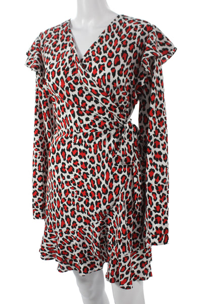 Robert Rodriguez Women Multicolor Animal Print Wrap Dress Mini Size 12