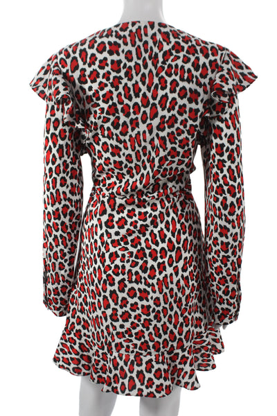 Robert Rodriguez Women Multicolor Animal Print Wrap Dress Mini Size 12