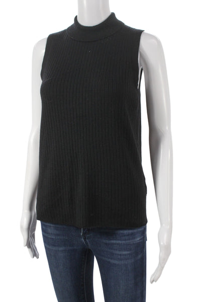 Everlane Women Black Mock Neck Sleeveless Pullover Sweater Wool Blend Size M