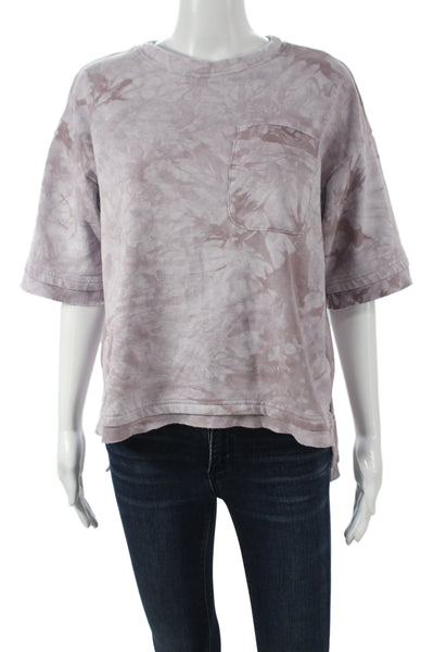 Karlie Women Basic Purple Tie Dye T-Shirt Short Sleeve Size S
