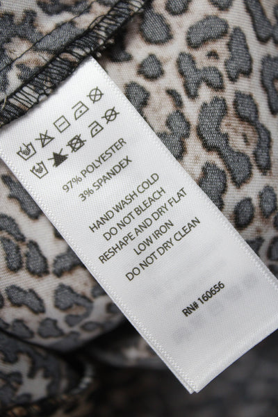 Rachel Zoe Women Cropped Button-Up Animal Print Long Sleeve Multicolor Size M