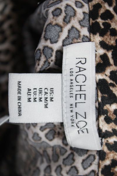 Rachel Zoe Women Cropped Button-Up Animal Print Long Sleeve Multicolor Size M