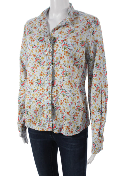 J Crew Womens Floral Collared Button-Up Long Sleeve 100% Cotton Size M