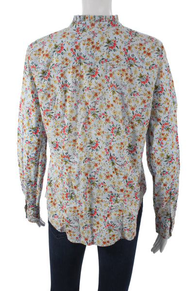 J Crew Womens Floral Collared Button-Up Long Sleeve 100% Cotton Size M